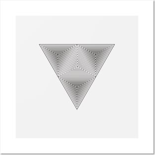 Optical illusion (Hipster triangle) Impossible Black & White Art Posters and Art